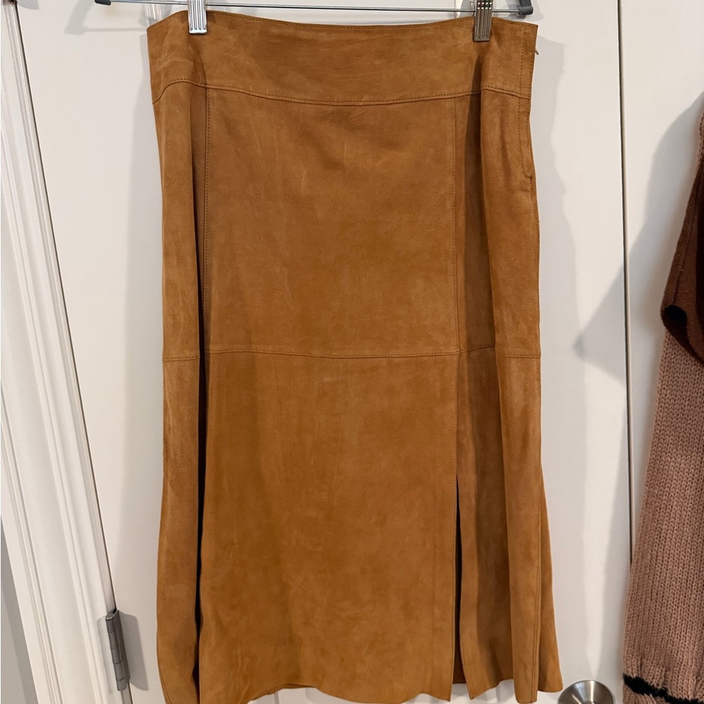 INC International Concepts Camel Suede Midi Skirt
